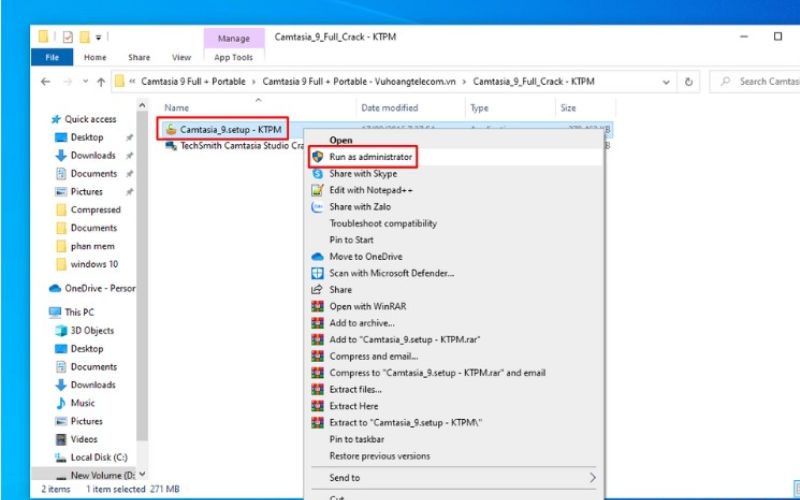 khởi chạy file Camtasia.exe