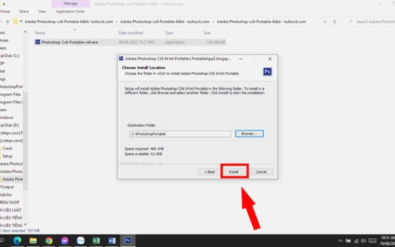nhấn Install