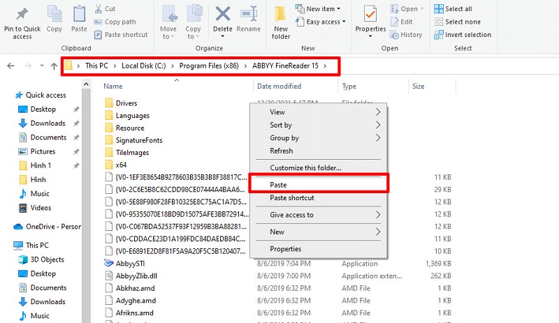 past file vừa copy vào thư mục cài đặt