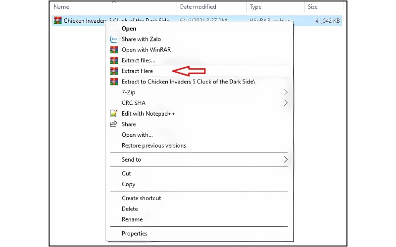 giải nén file cài đặt chicken invaders 5