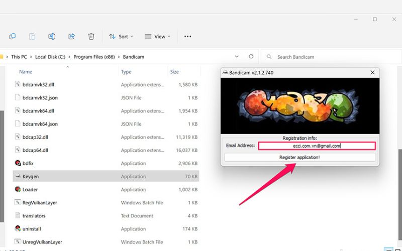 nhập một địa chỉ email bất kỳ