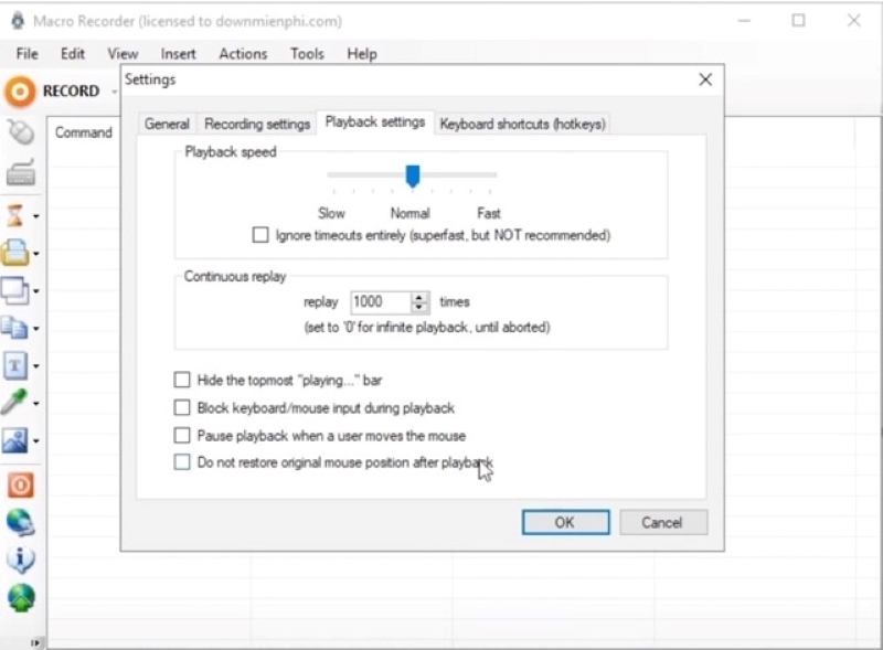 cài đặt thao tác