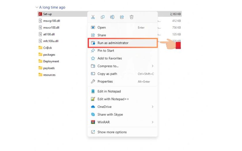 Giải nén thư mục đã tải về và chạy file